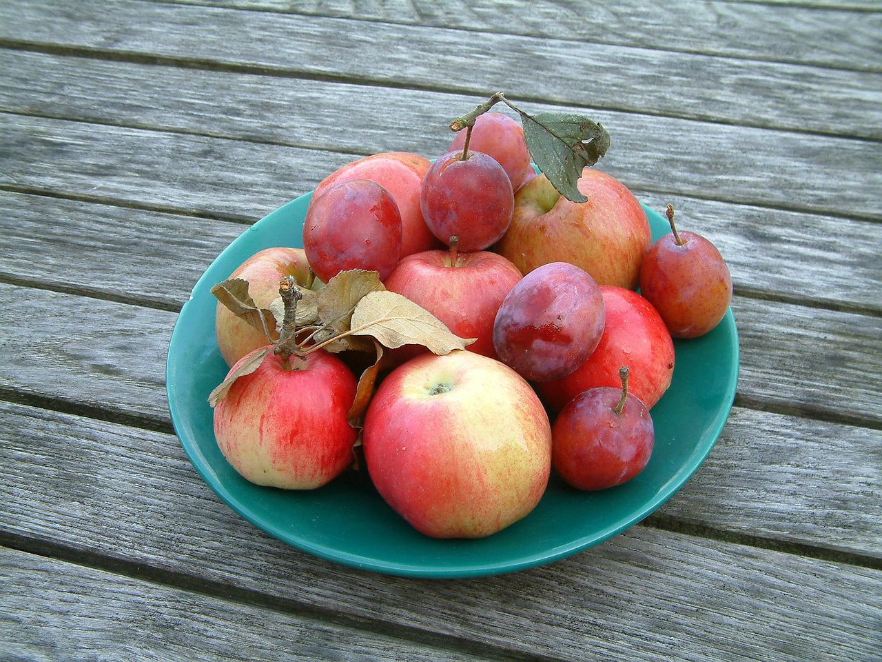 apple plums fruit free photo