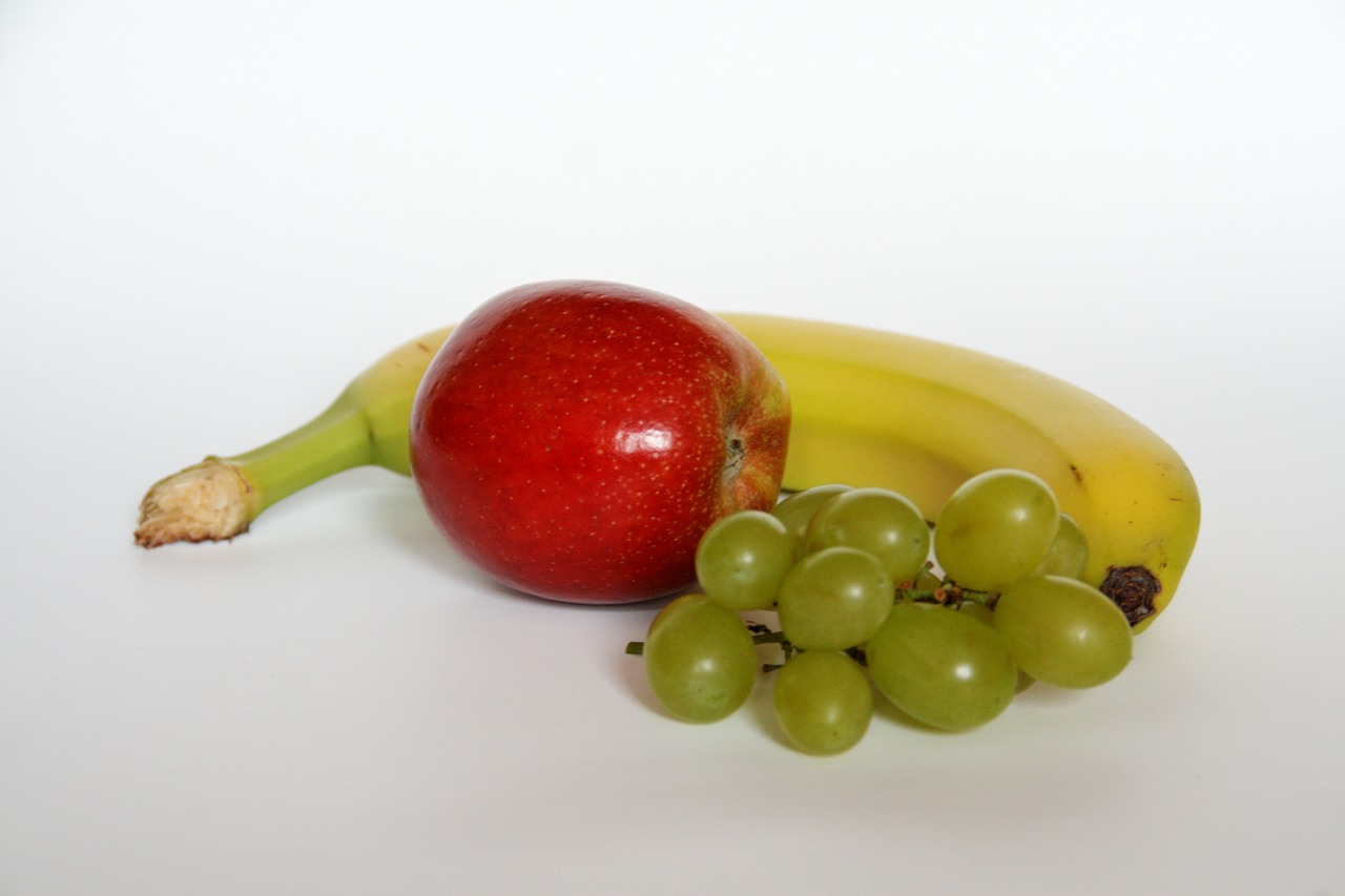 apple banana grapes free photo