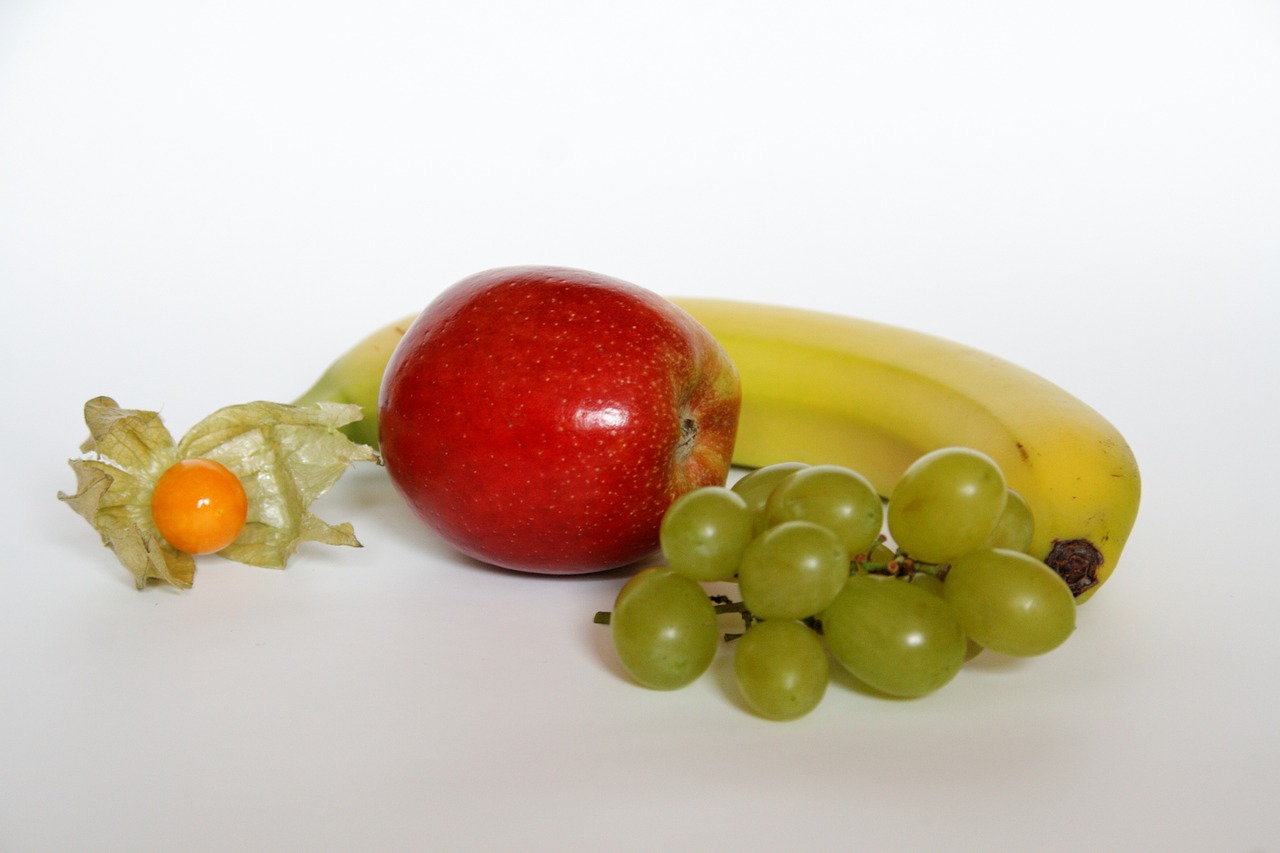 apple banana grapes free photo