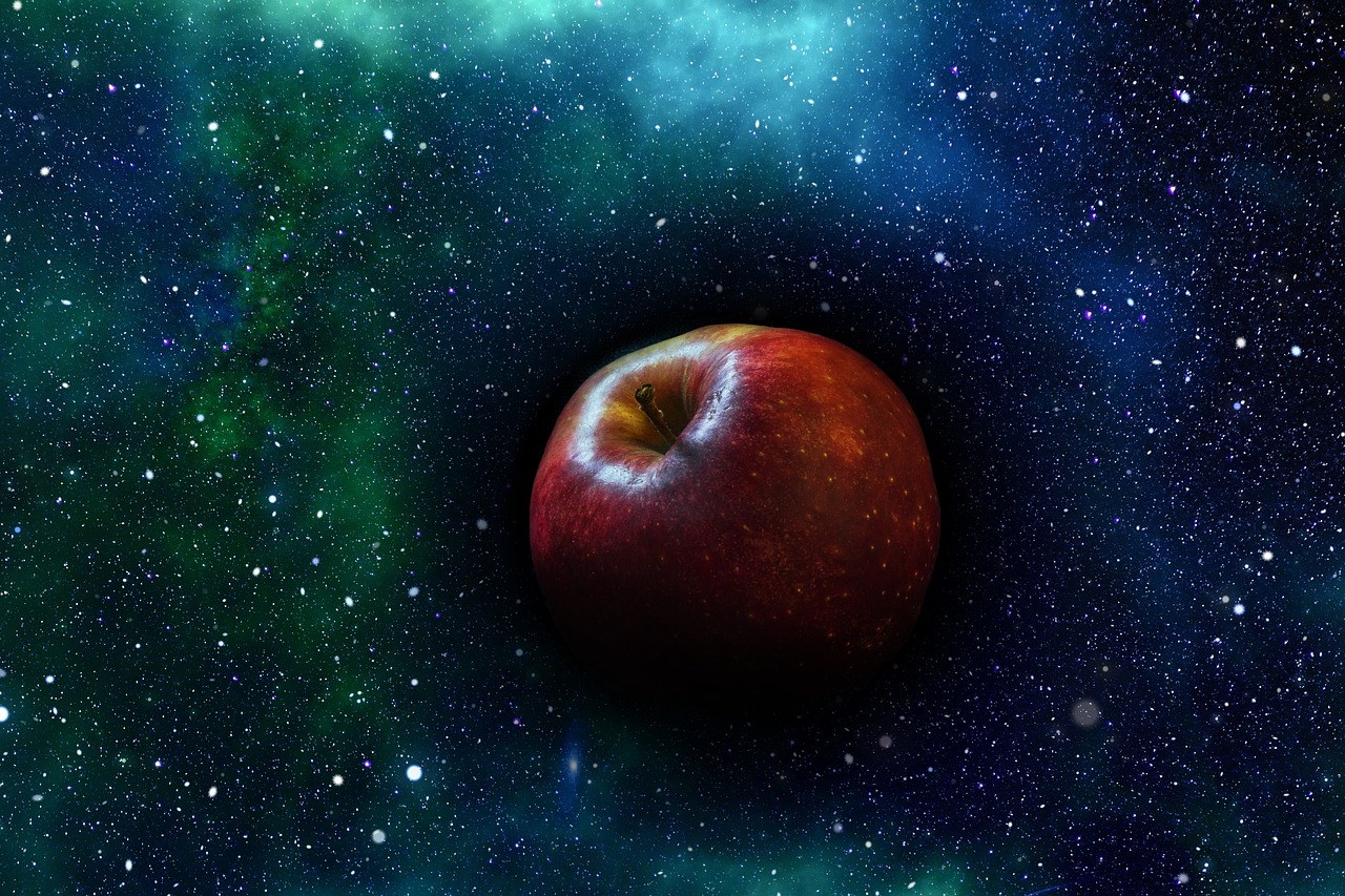 apple in space  space  apple free photo