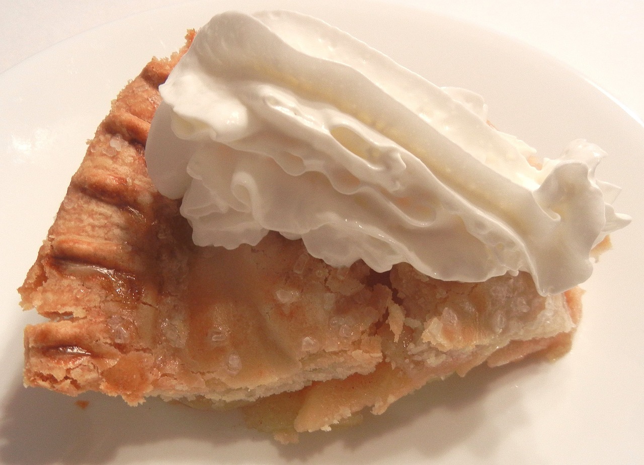 apple pie whipped cream pastry free photo