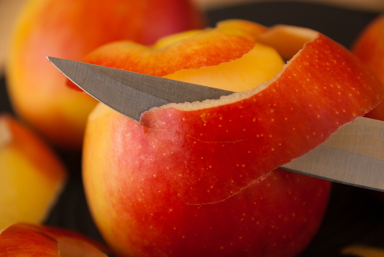 apples knife fruit free photo