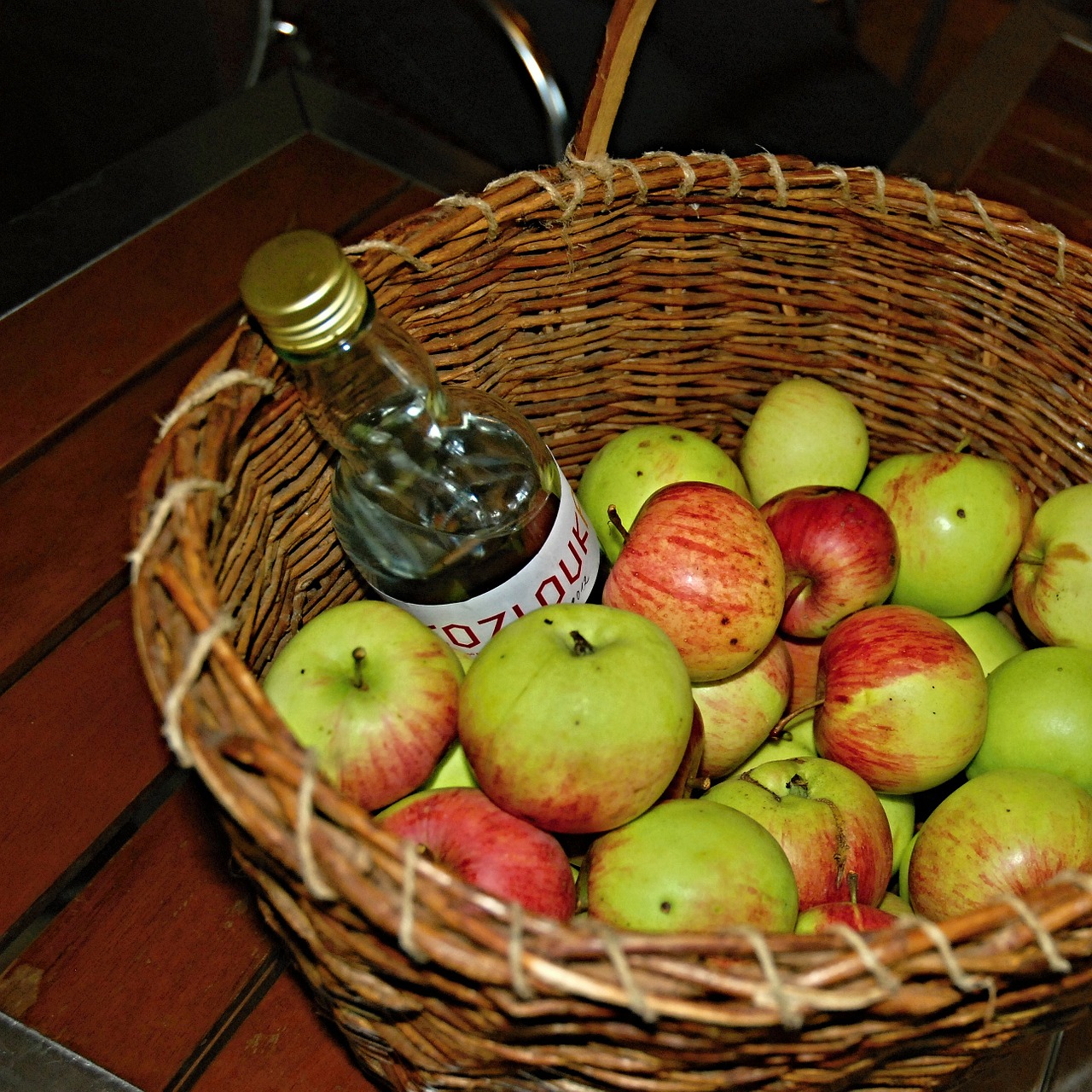 apples basket plum brandy free photo