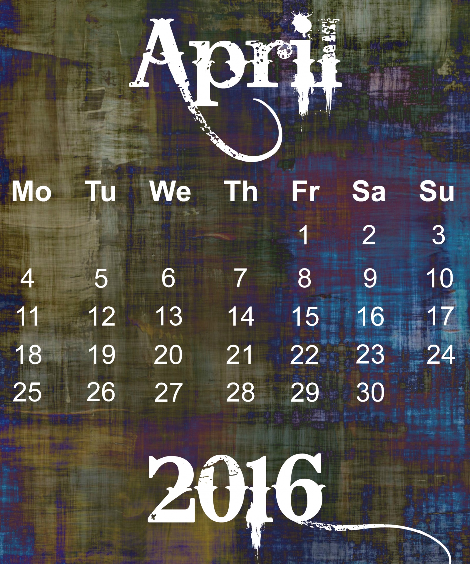 april 2016 calendar free photo