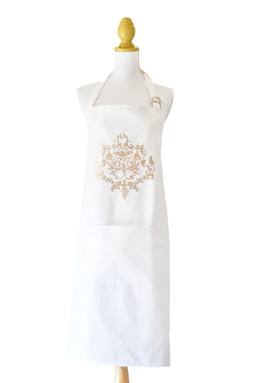 apron embroidered white free photo