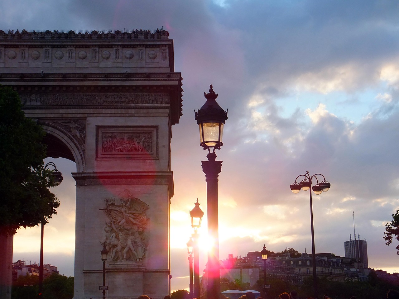 arc de triomphe sunset paris free photo