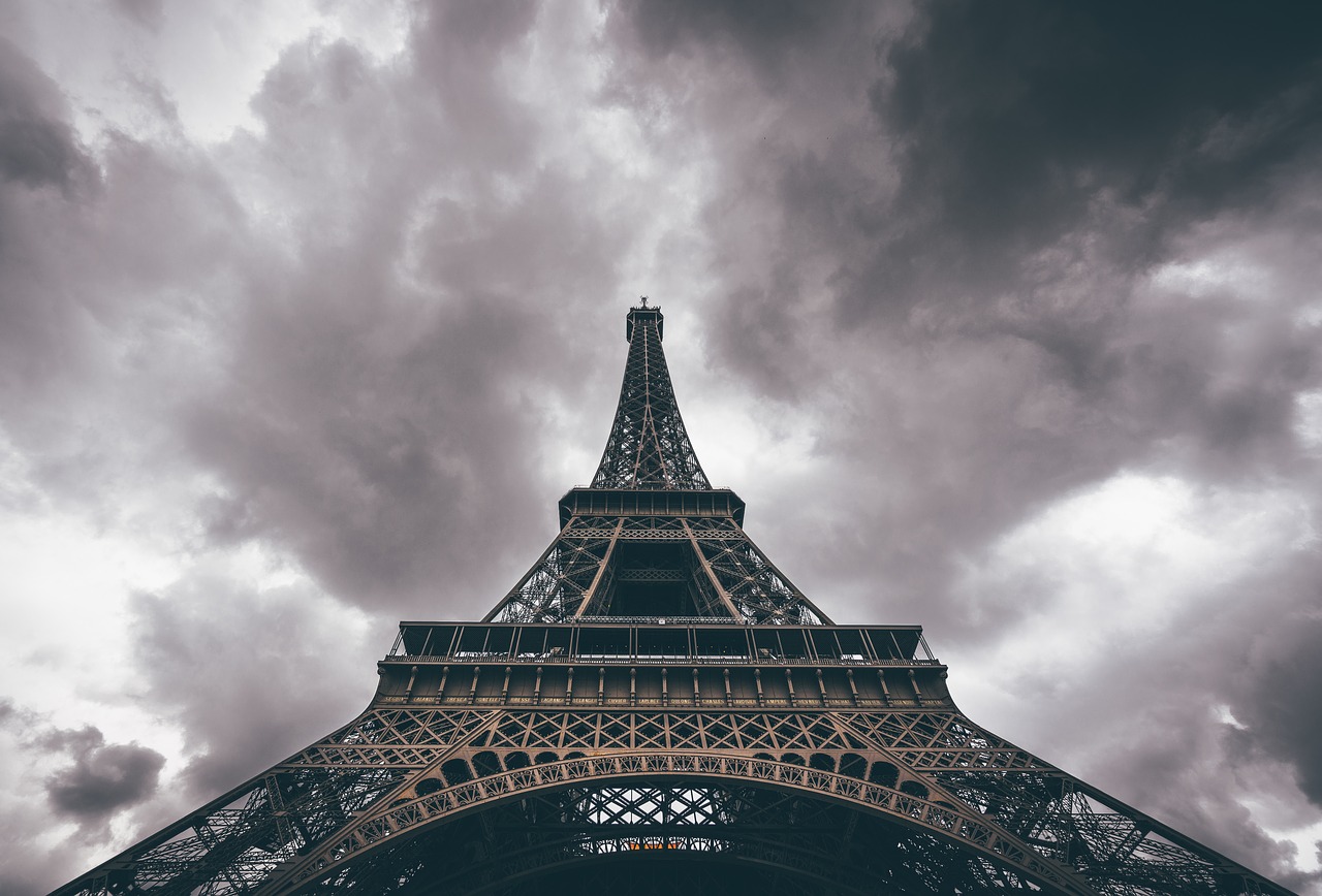 architecture clouds eiffel tower free photo