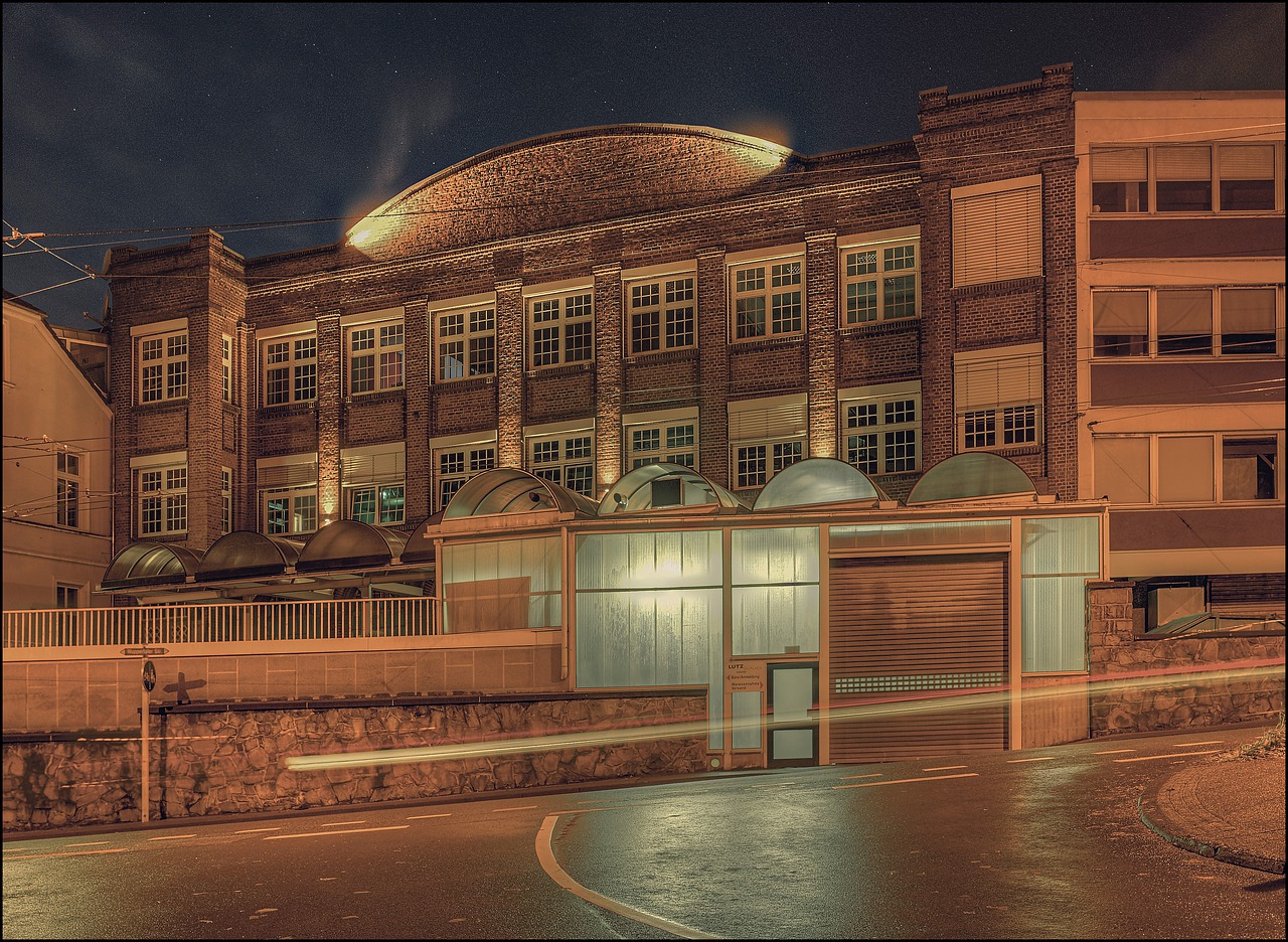 architecture factory night photography free photo