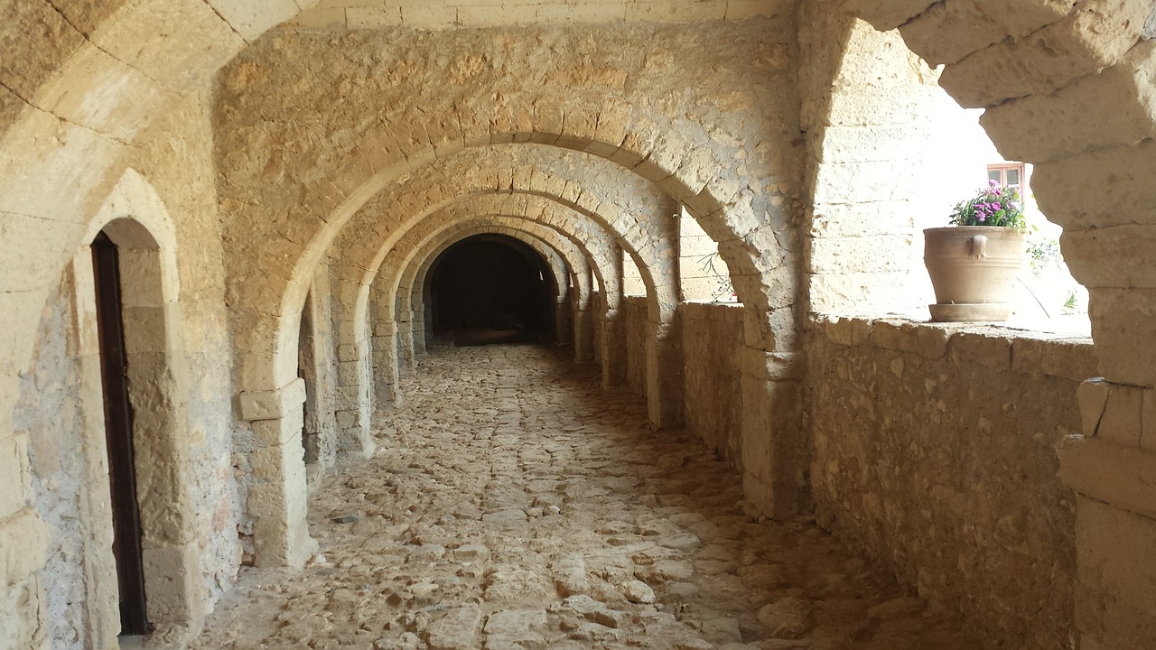 archway island of crete monastery free photo