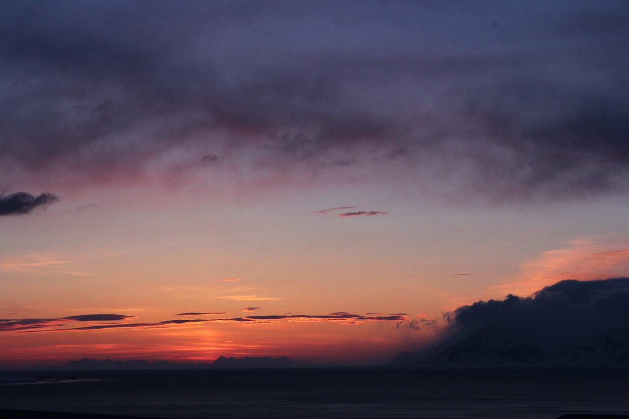 arctic sunset svalbard free photo