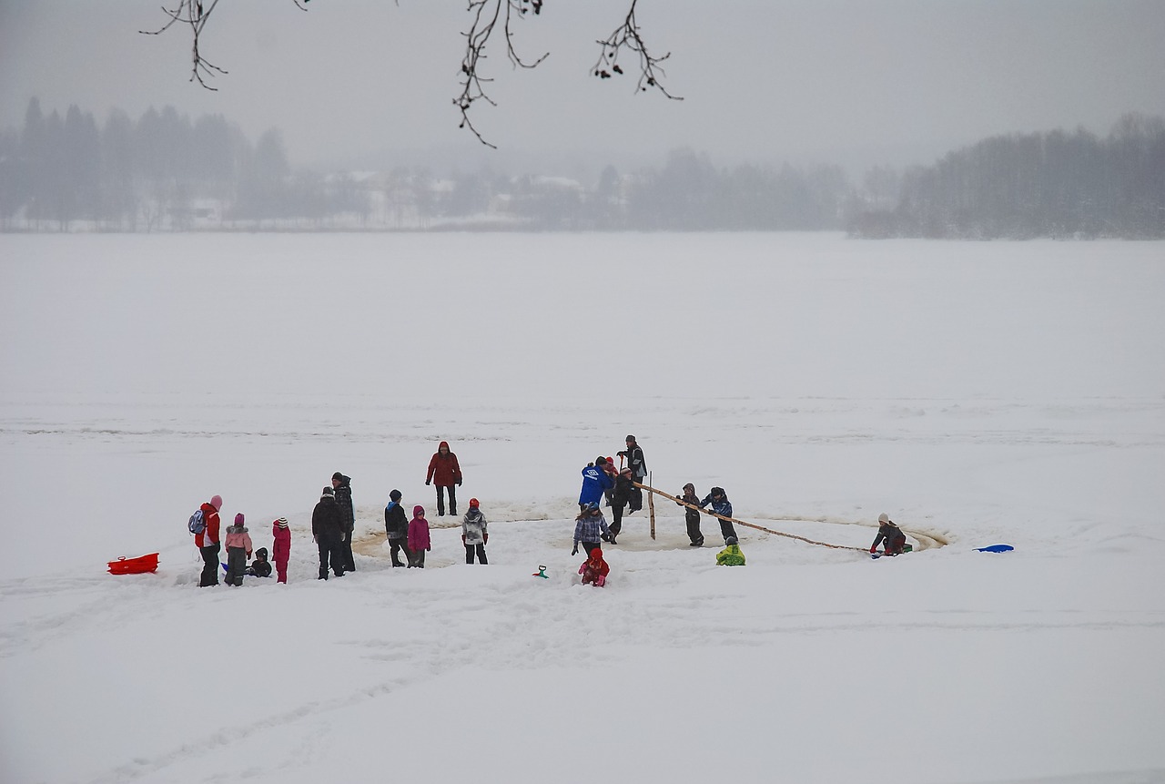 arctic sled winter lake free photo