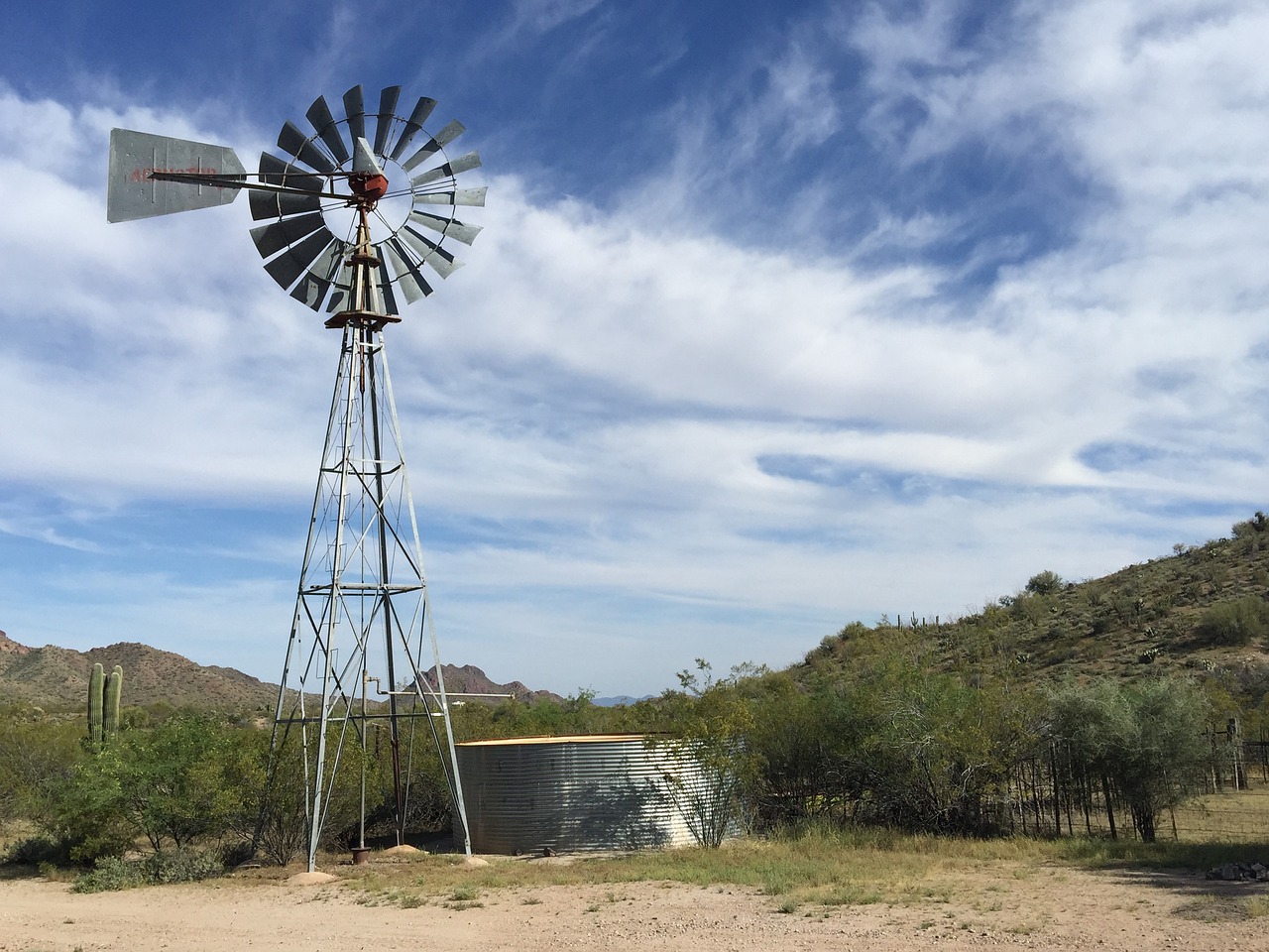 arizona windmill cattle tank free photo