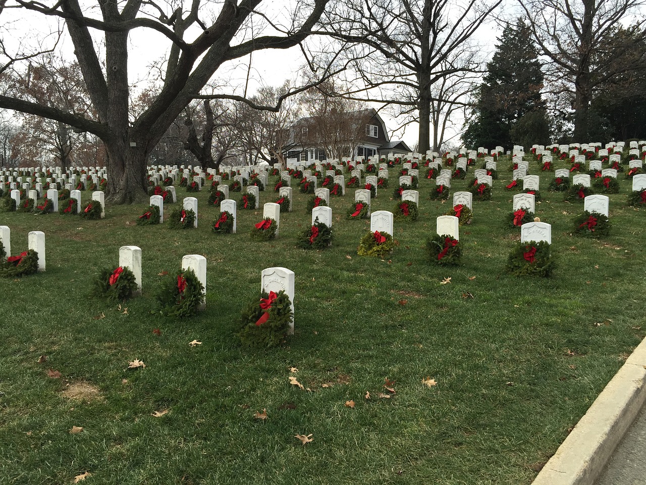arlington cemetery graves with wreaths free photo