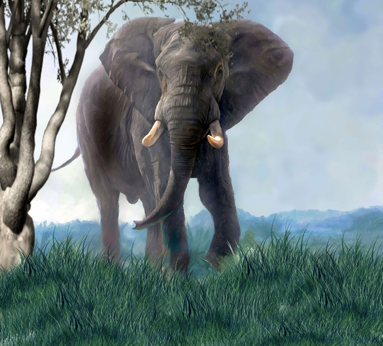 art painting elephant free photo