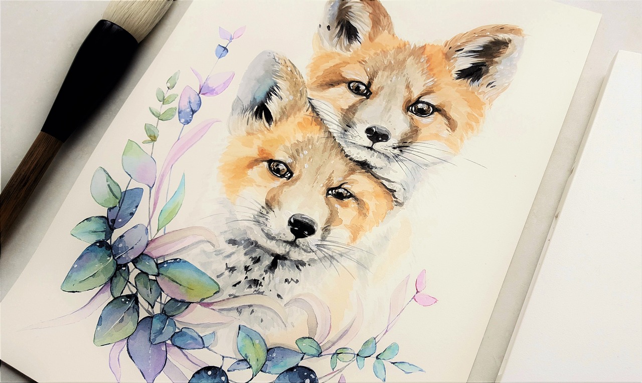 art painting fox free photo