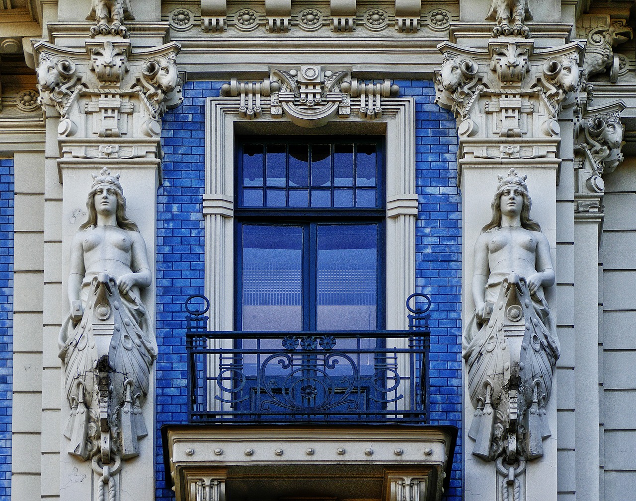 art nouveau facade architecture free photo