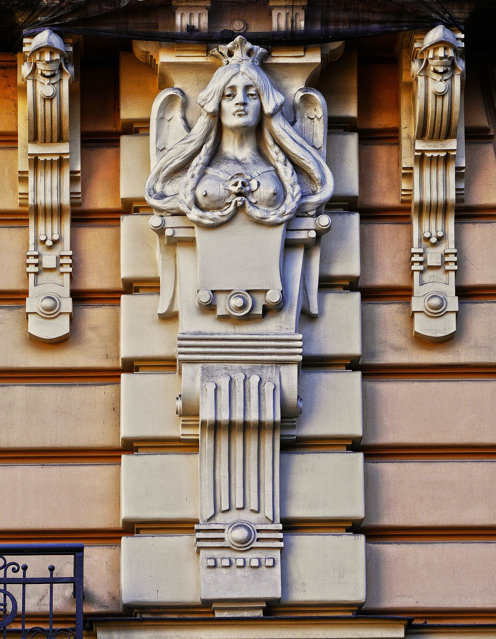 art nouveau facade architecture free photo