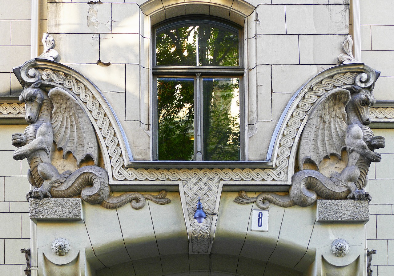 art nouveau facade architecture free photo