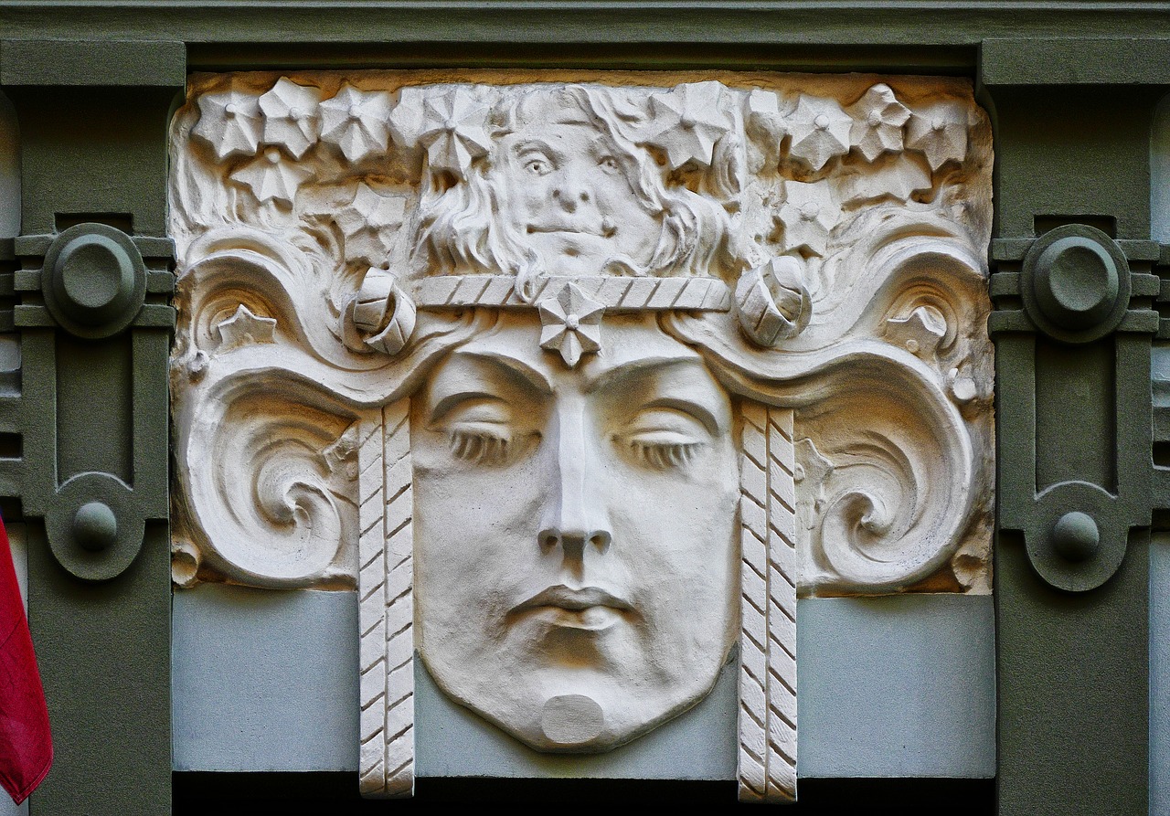 art nouveau facade detail free photo