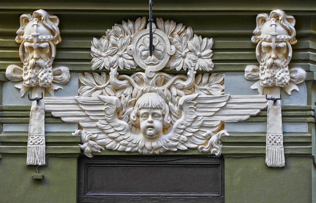 art nouveau facade detail free photo