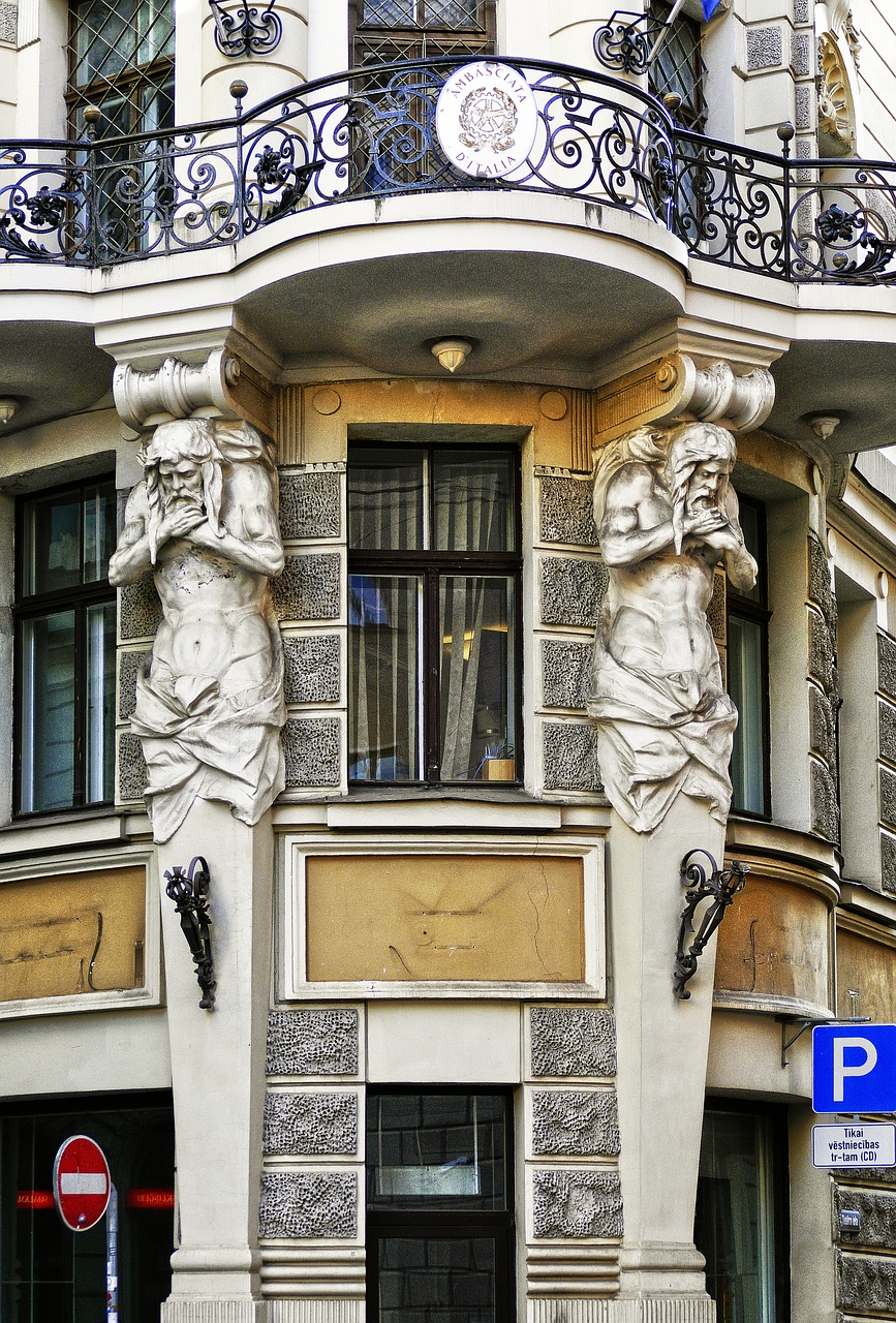 art nouveau facade architecture free photo