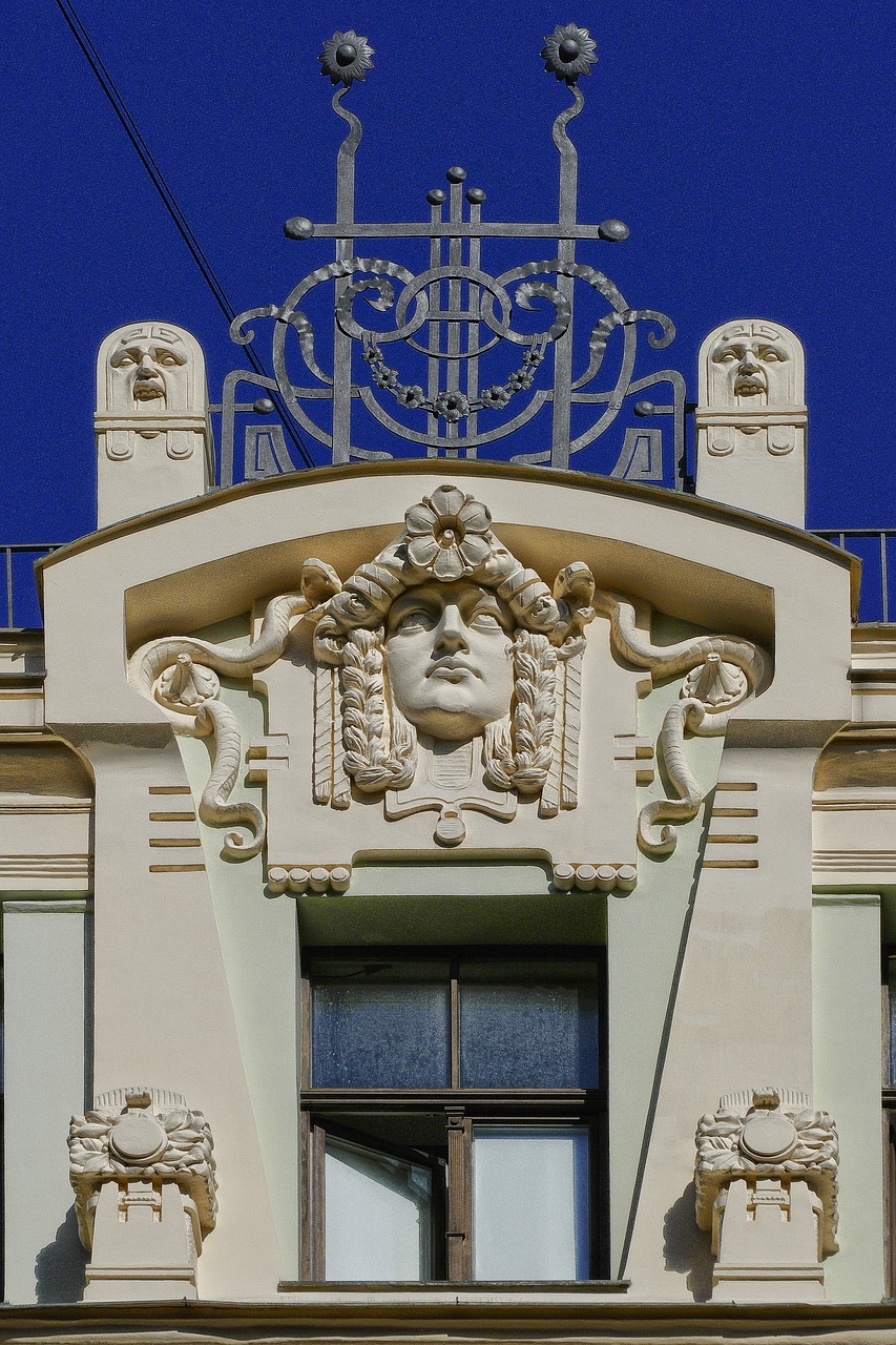 art nouveau facade detail free photo