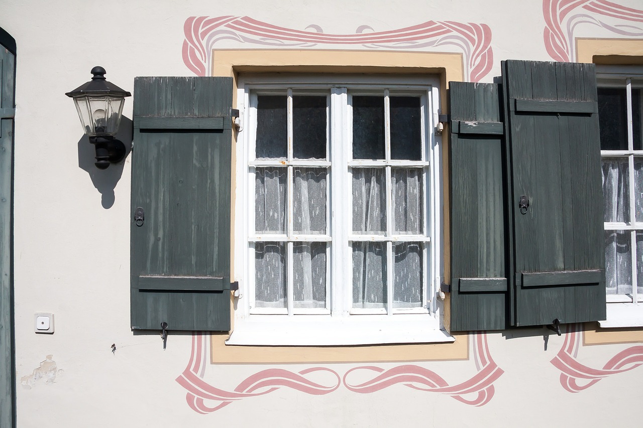 art nouveau window shutters free photo
