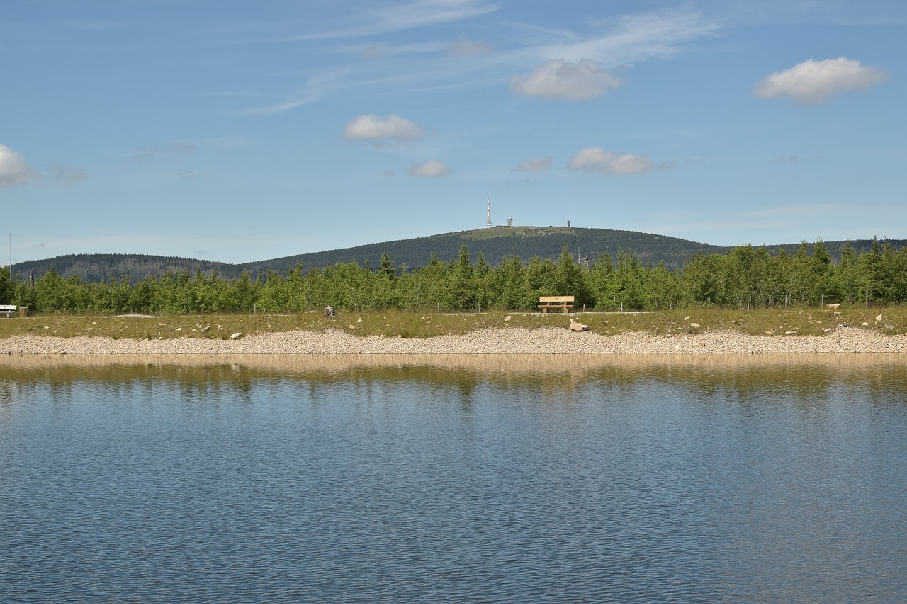 artificial pond landscape mountains free photo