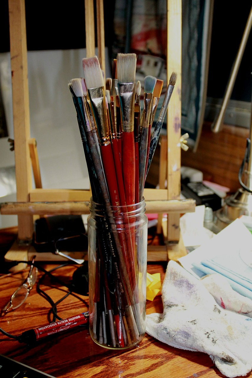 artist studio brushes free photo