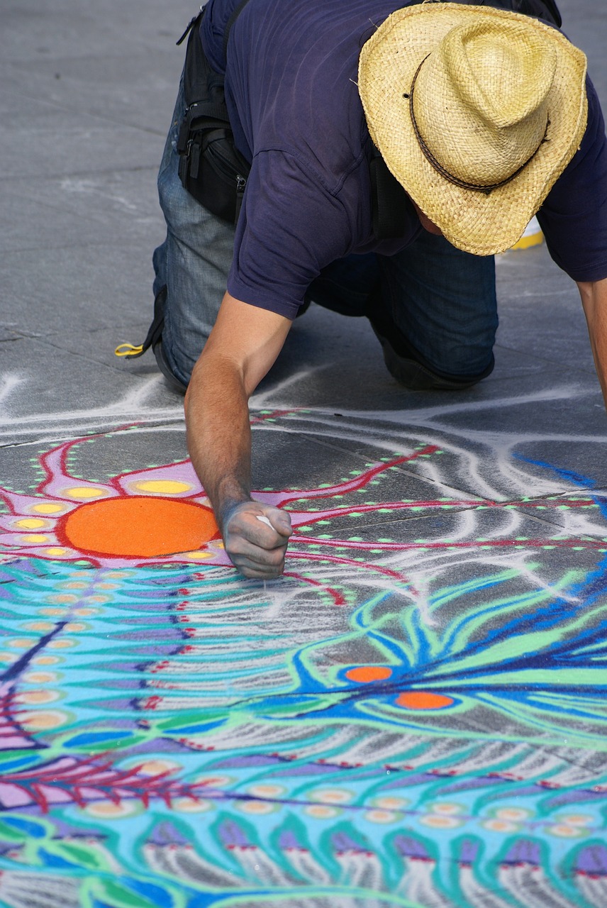 artist chalk drawing free photo