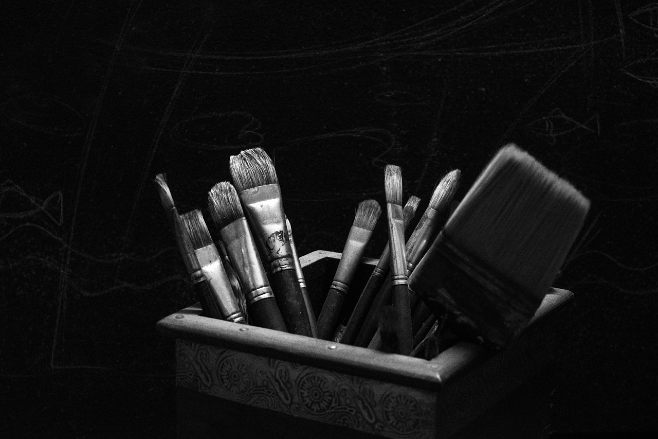 artist brush dark light artistic free photo