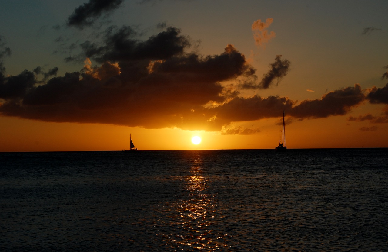 aruba sunset caribbean free photo