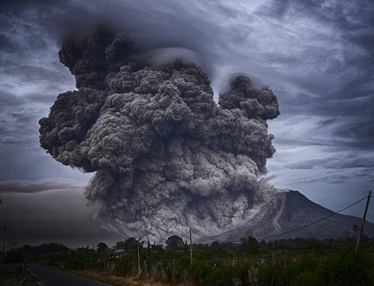 ashes eruption landscape free photo