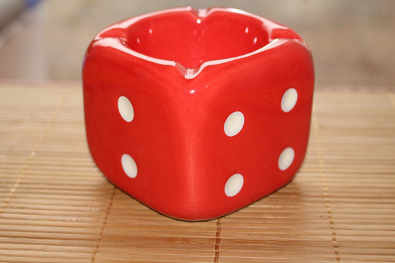 ashtray red cube shape free photo