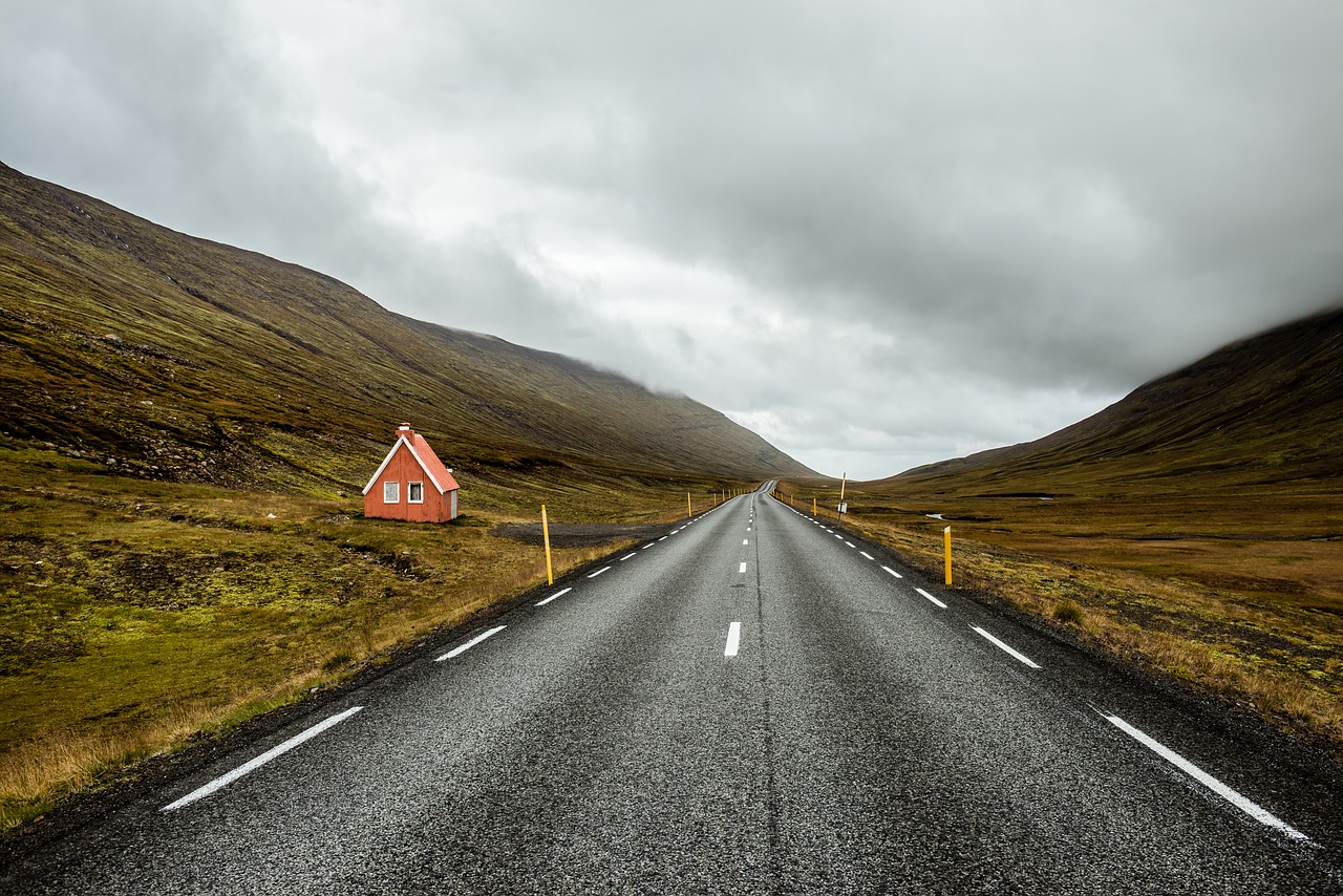 asphalt countryside grass free photo