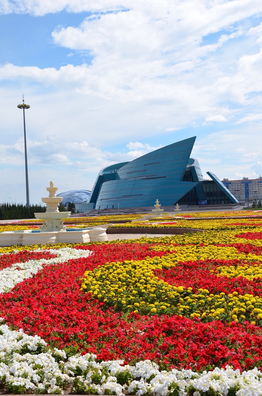 astana architecture flowers free photo