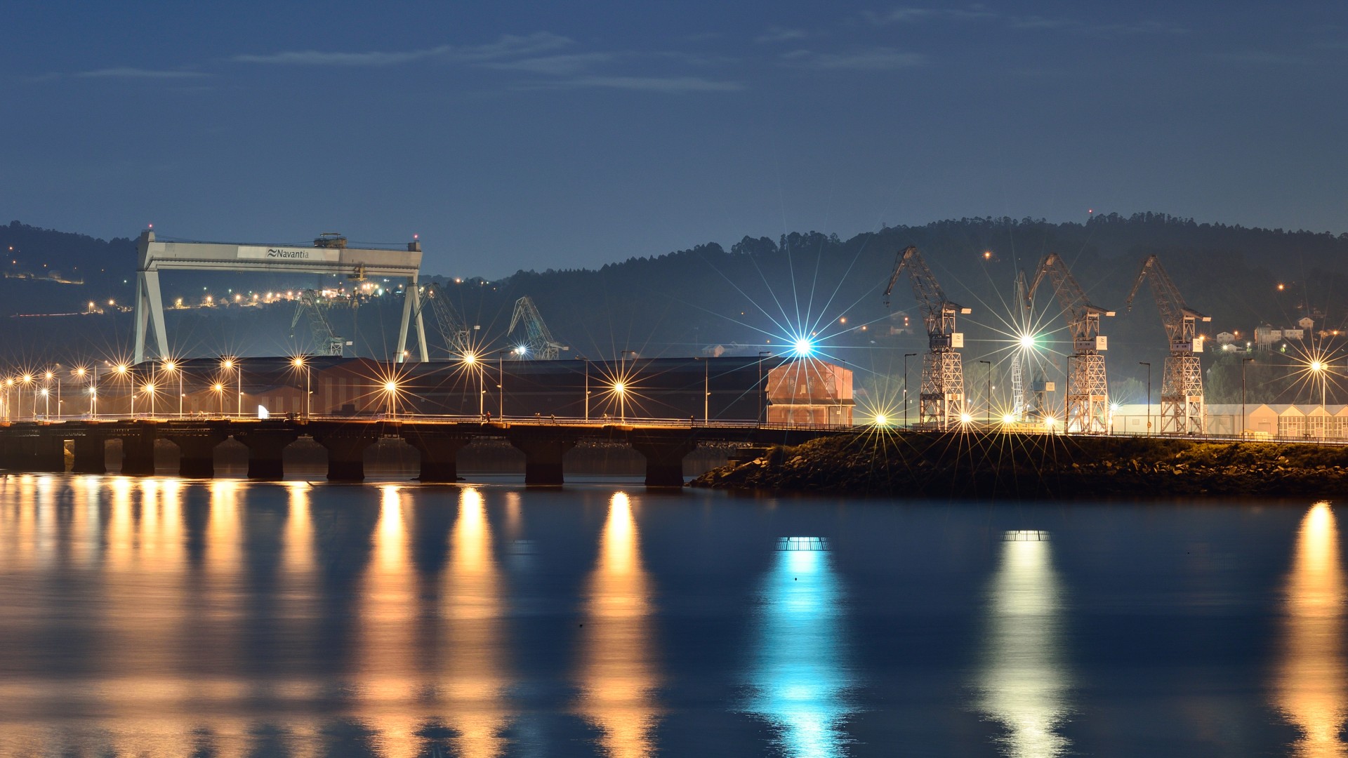 navantia shipyard night free photo
