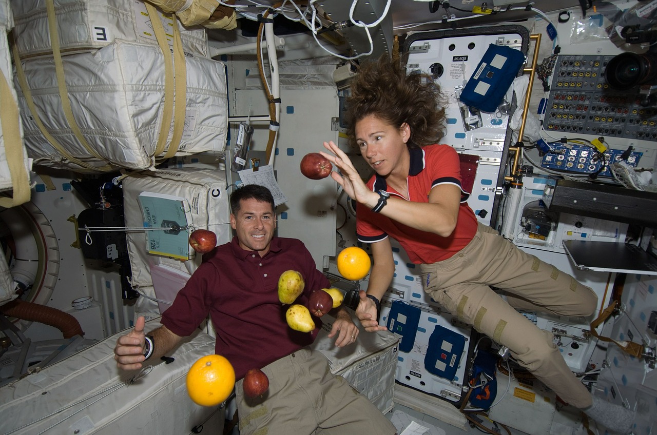 astronauts floating fruit free photo