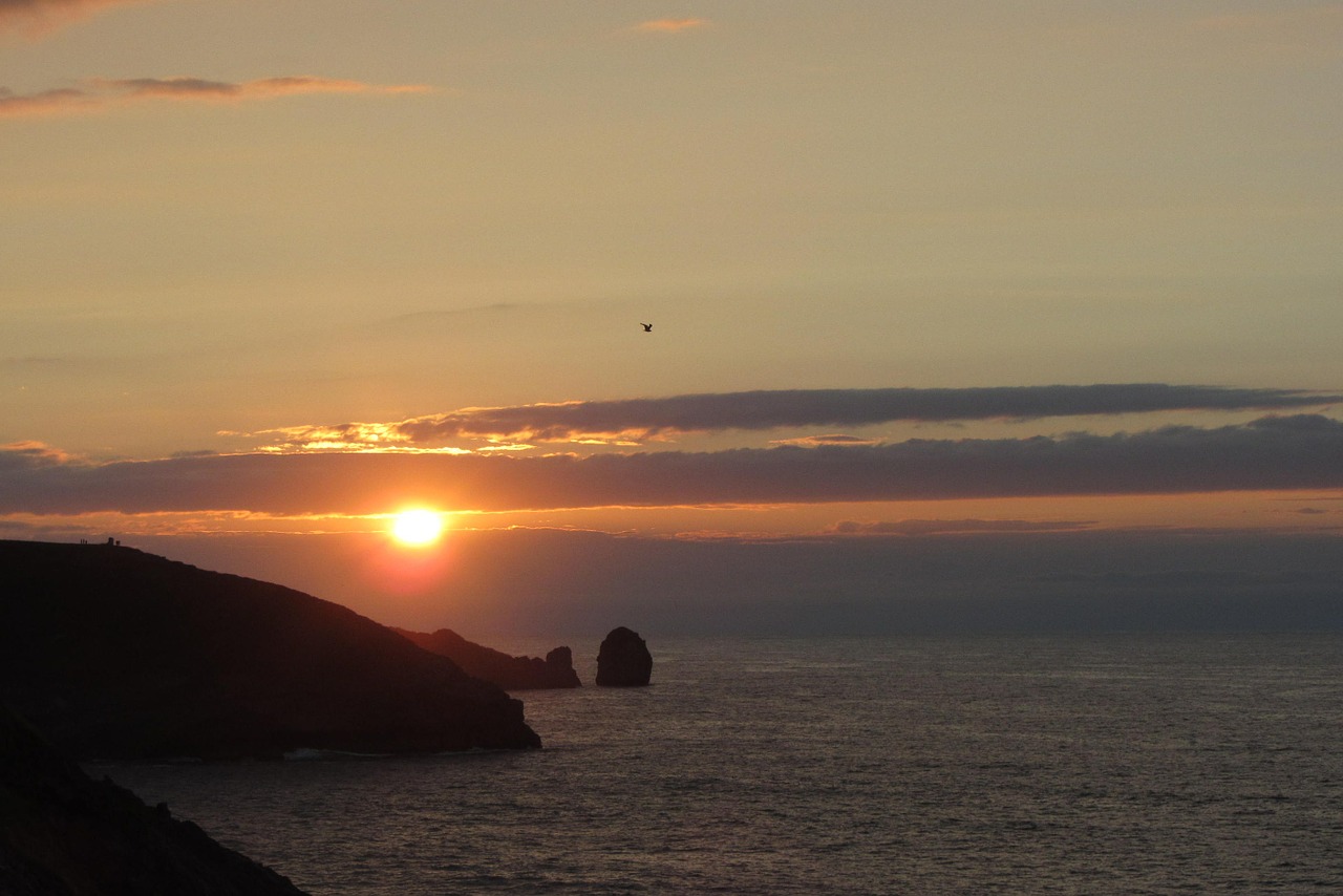 asturias sea sunset free photo