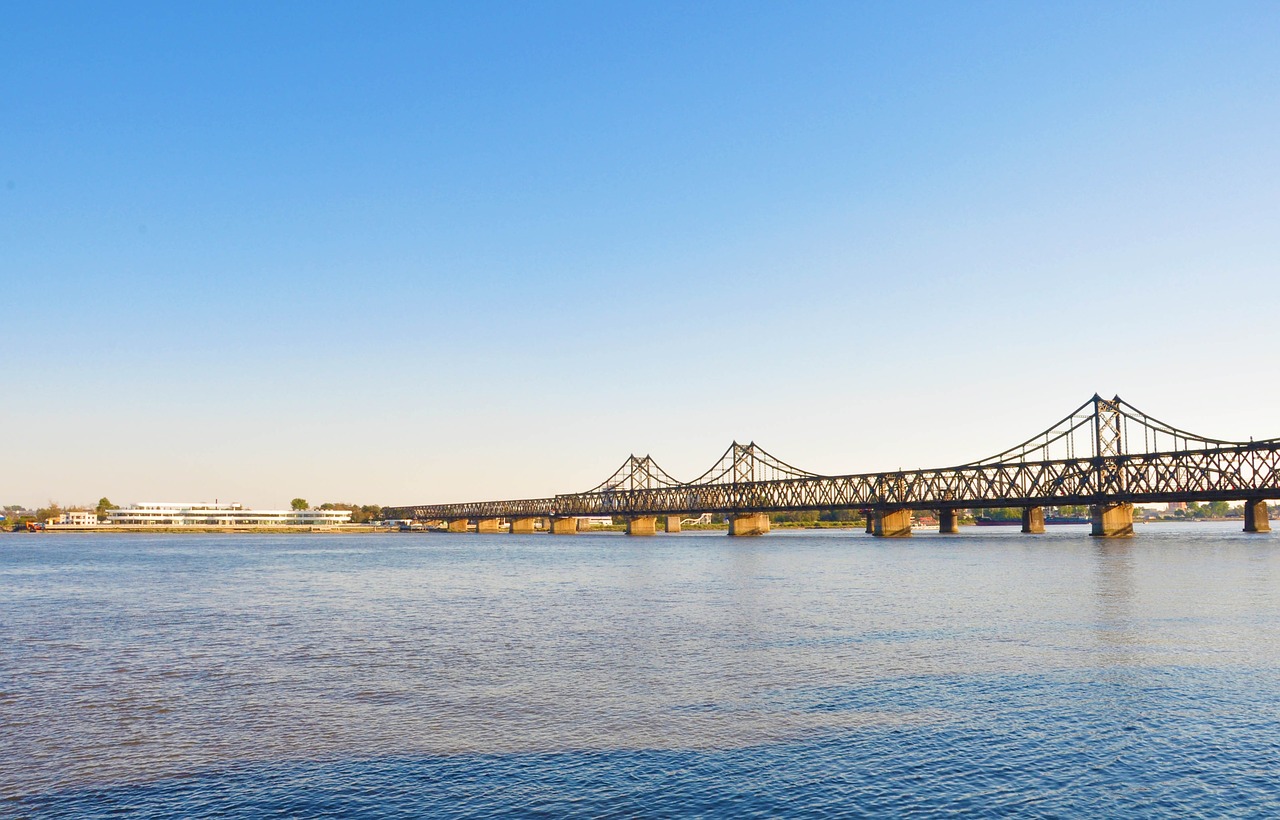 at dusk sky the yalu river free photo