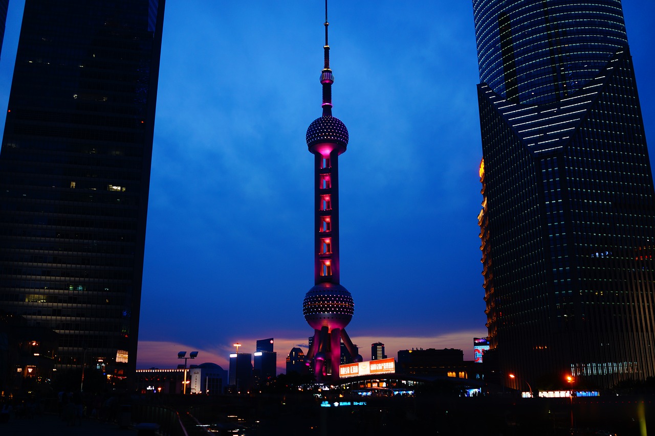 at dusk shanghai city free photo