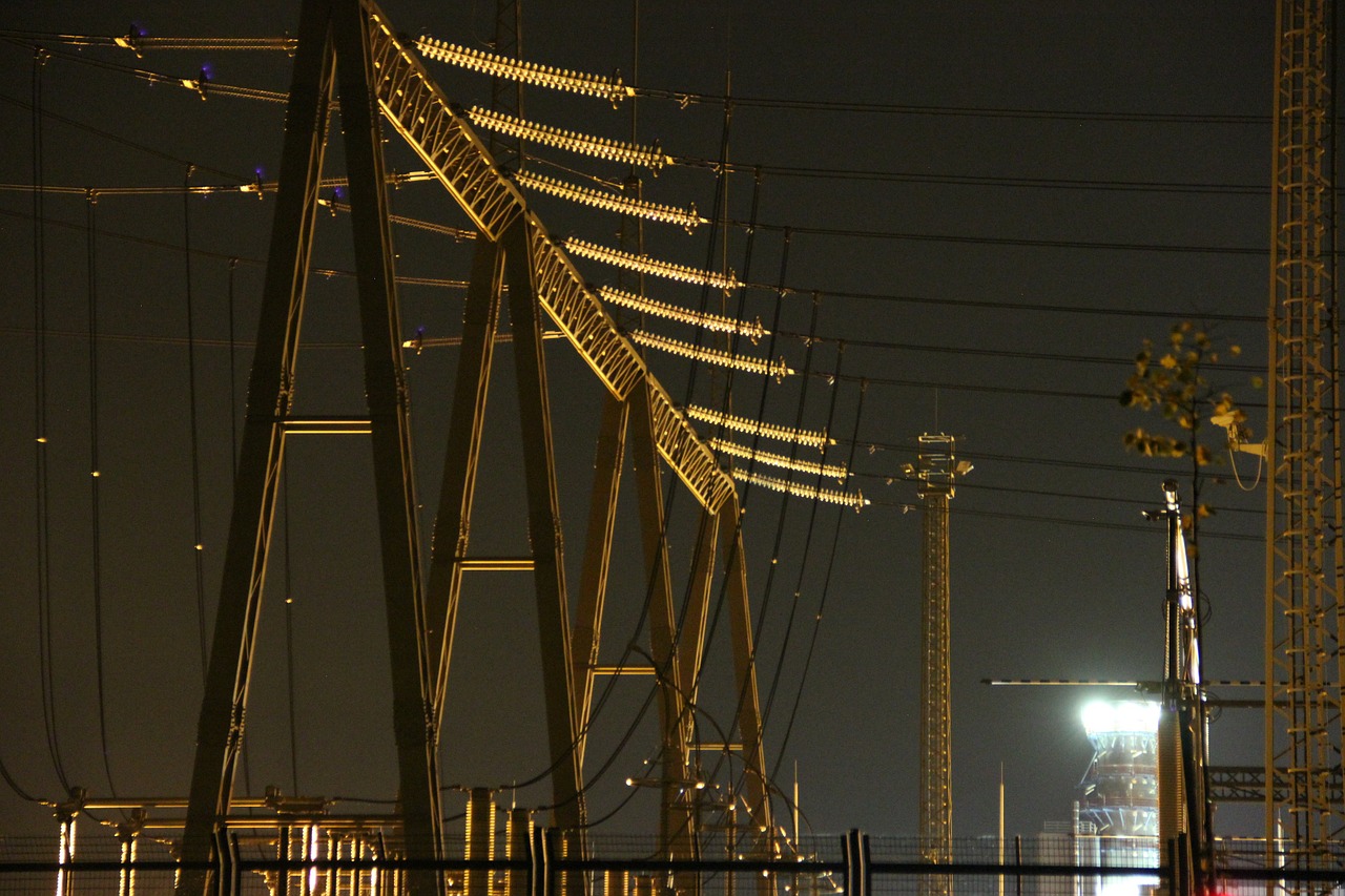at night power plant electric free photo