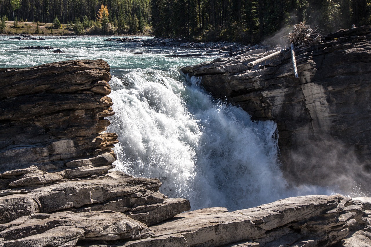 athabasca falls waterfall canada free photo