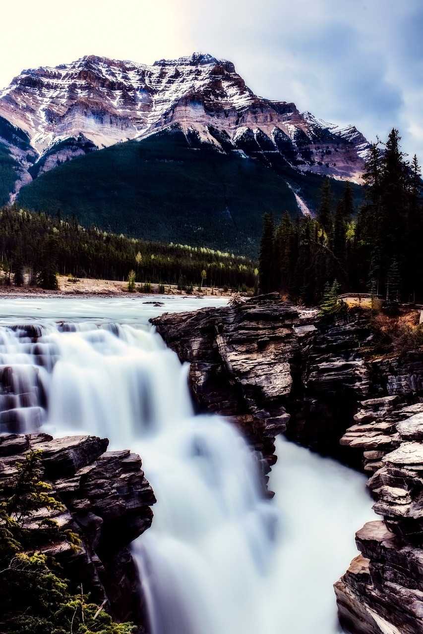 athabasca falls canada landscape free photo