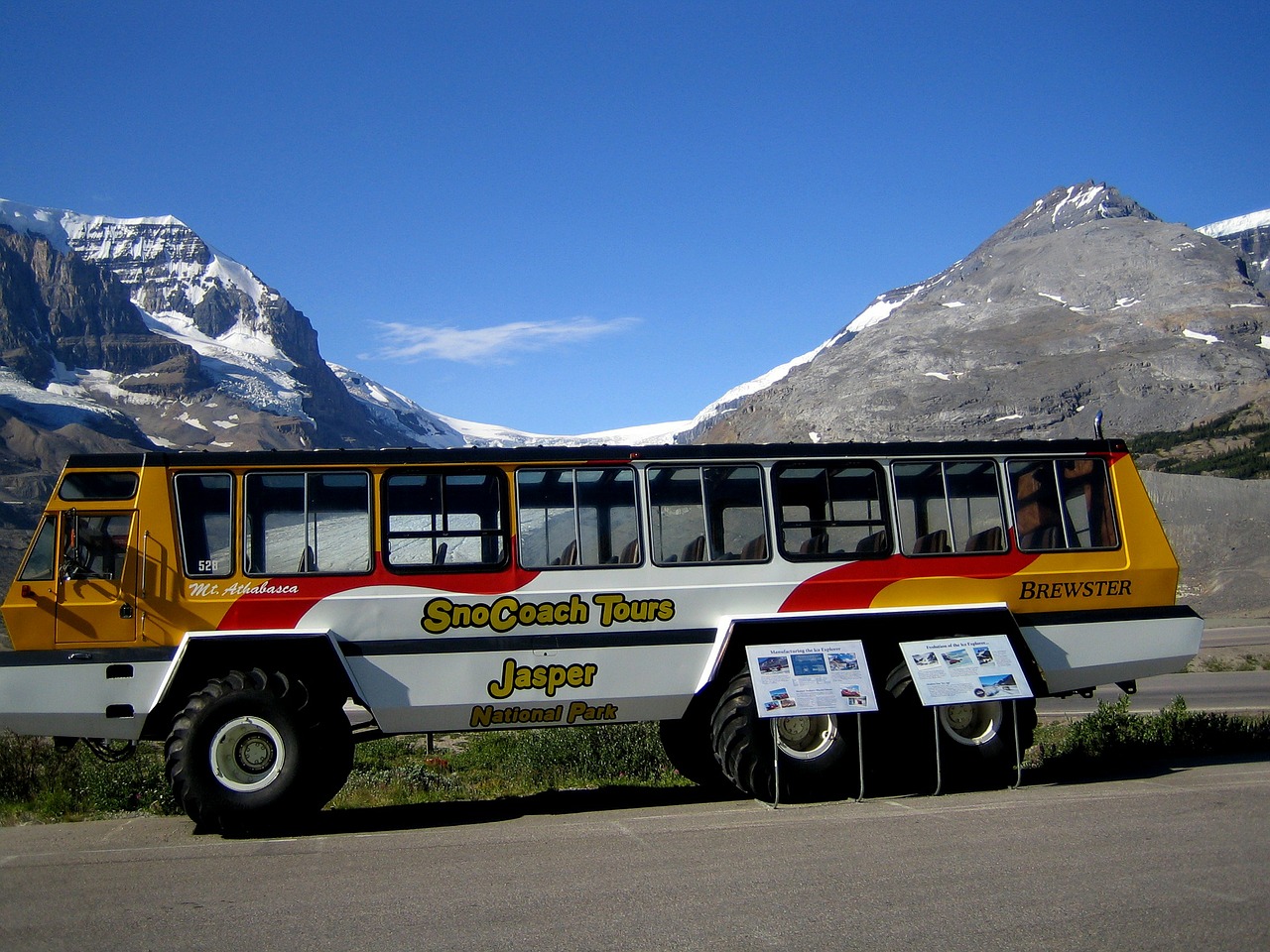 athabasca glacier touring bus transportation free photo