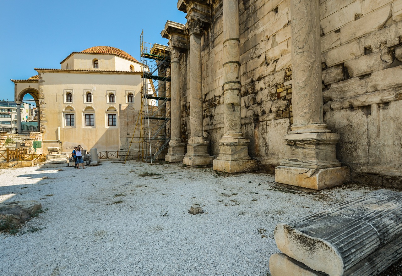 athens columns pillars free photo