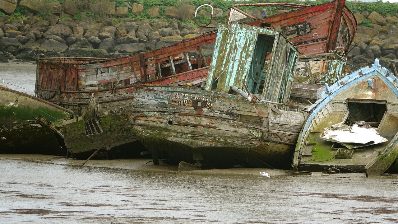 atlantic ocean cemetery of boats ile de noirmoutier free photo