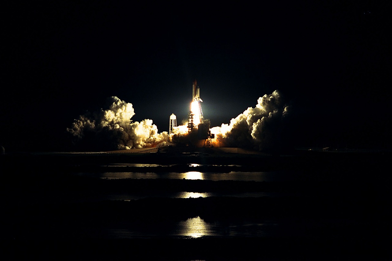atlantis space shuttle launch night free photo
