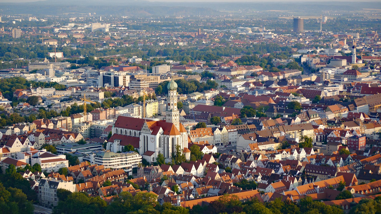 augsburg aerial view downtown free photo