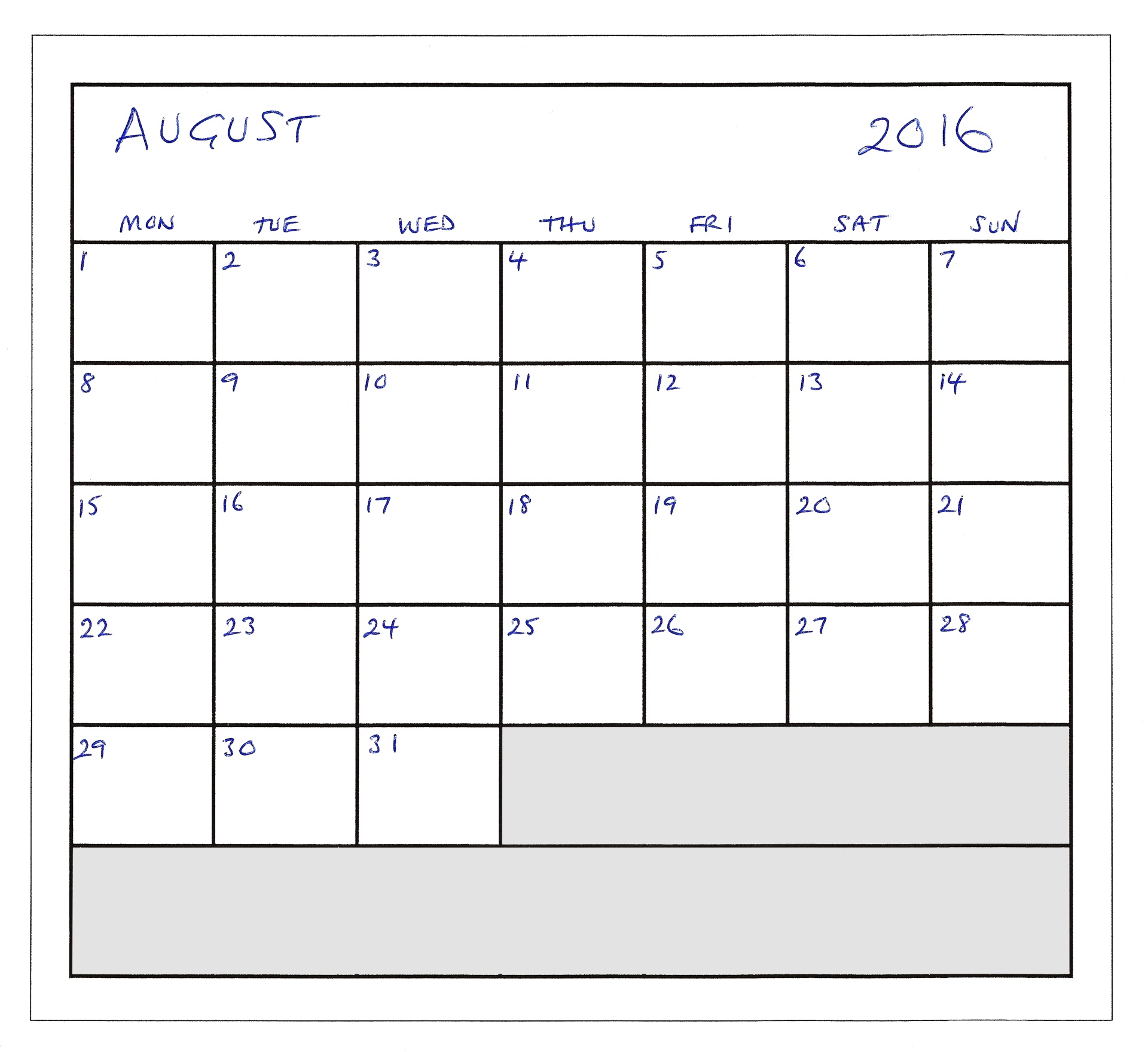 august 2016 calendar free photo